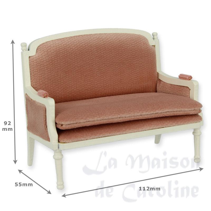 sofa louis xvi ivory, pink velvet miniature 1:12 Bilder 1