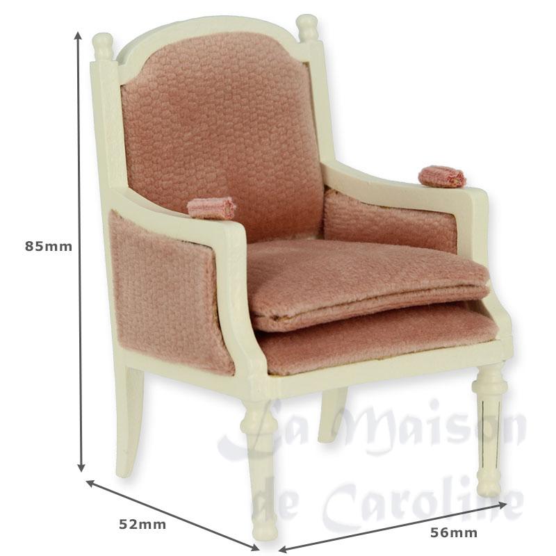 wing chair l-xvi ivory pink velvet miniature 1:12 Bilder 1