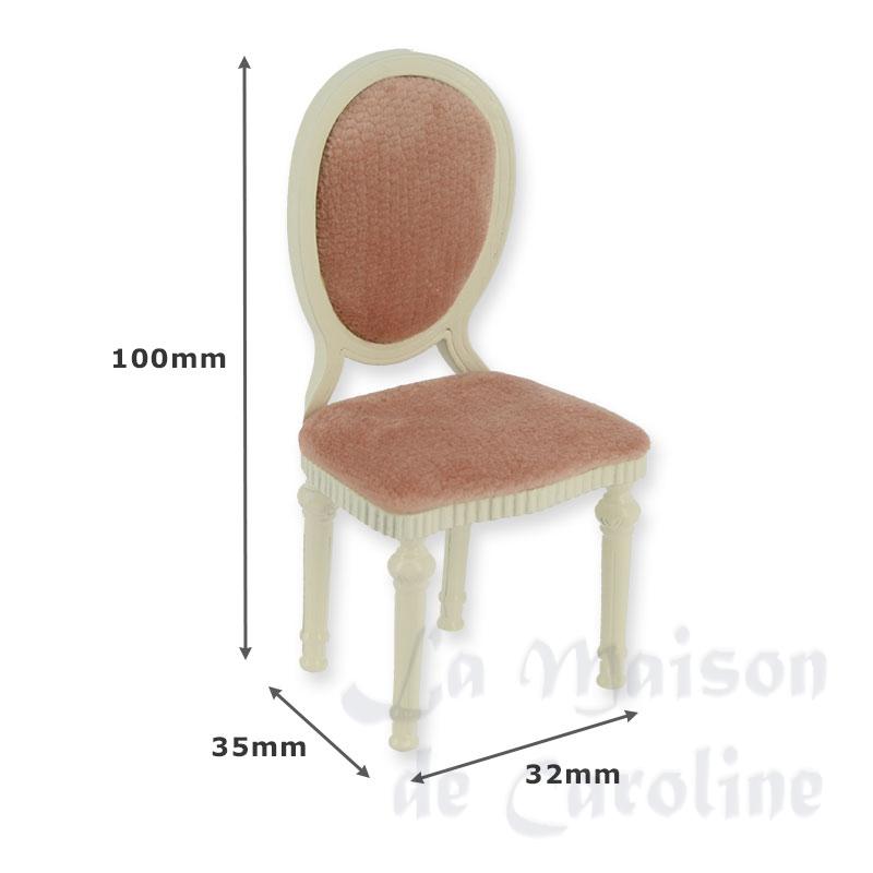 straight chair l-xvi ivory, pink velvet miniature 1:12 Bilder 1