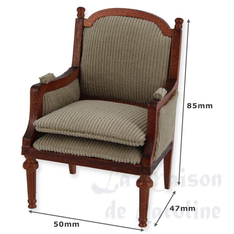 wing chair l-xvi walnut grey-beige velvet miniature furniture 1:12 photo 2 wing chair l-xvi walnut grey-beige velvet miniature furniture 1:12 photo 2