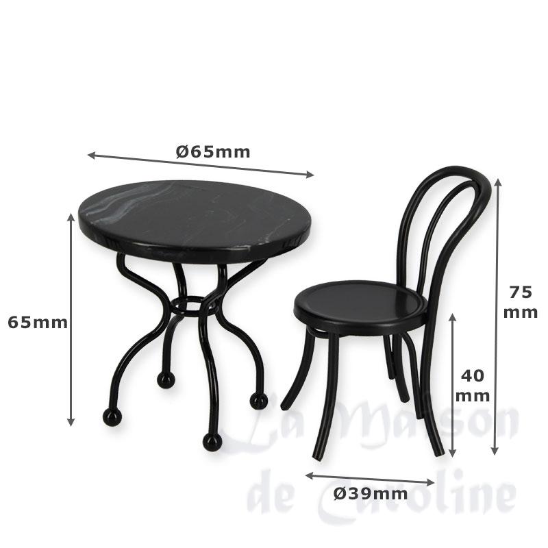 metal marble and 2 chairs, black miniature 1:12 Bilder 1