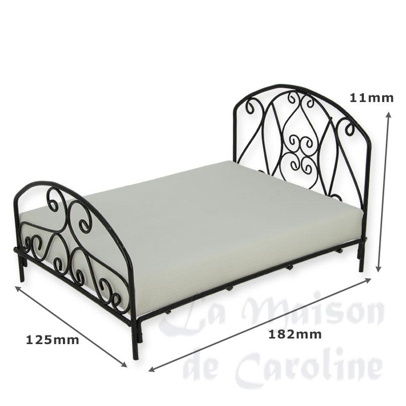 dobble bed metallic black w/matress miniature 1:12 Bilder 1