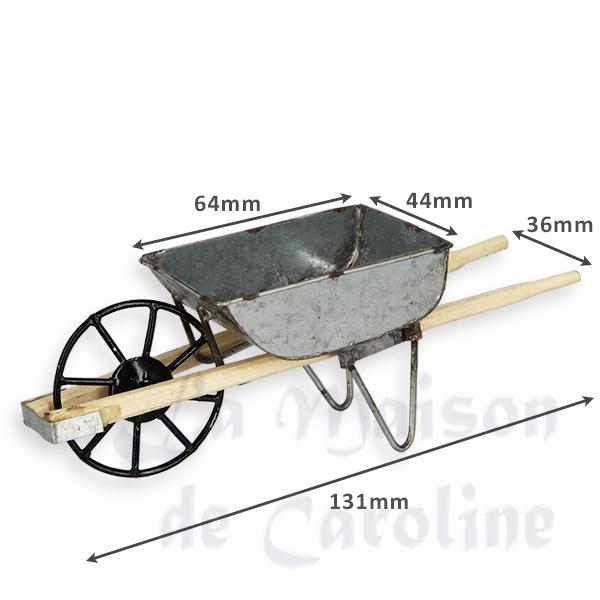 metal wheelbarrow zinc miniature furniture 1:12 photo 2 metal wheelbarrow zinc miniature furniture 1:12 photo 2