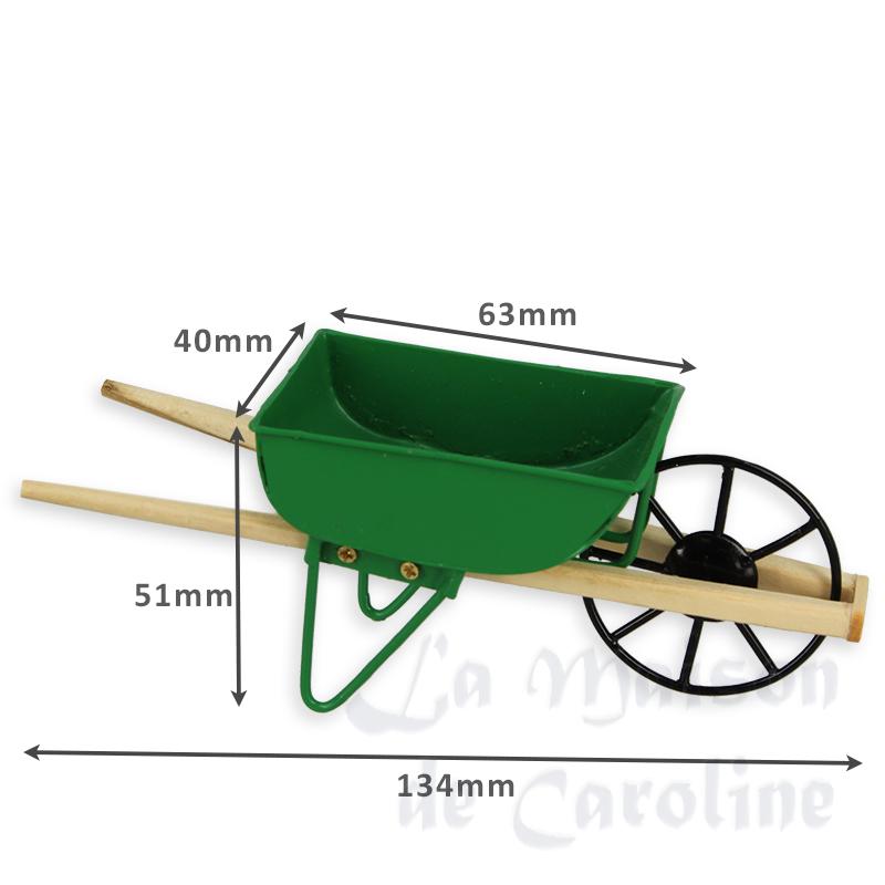 metal wheelbarrow green miniature furniture 1:12 photo 2 metal wheelbarrow green miniature furniture 1:12 photo 2