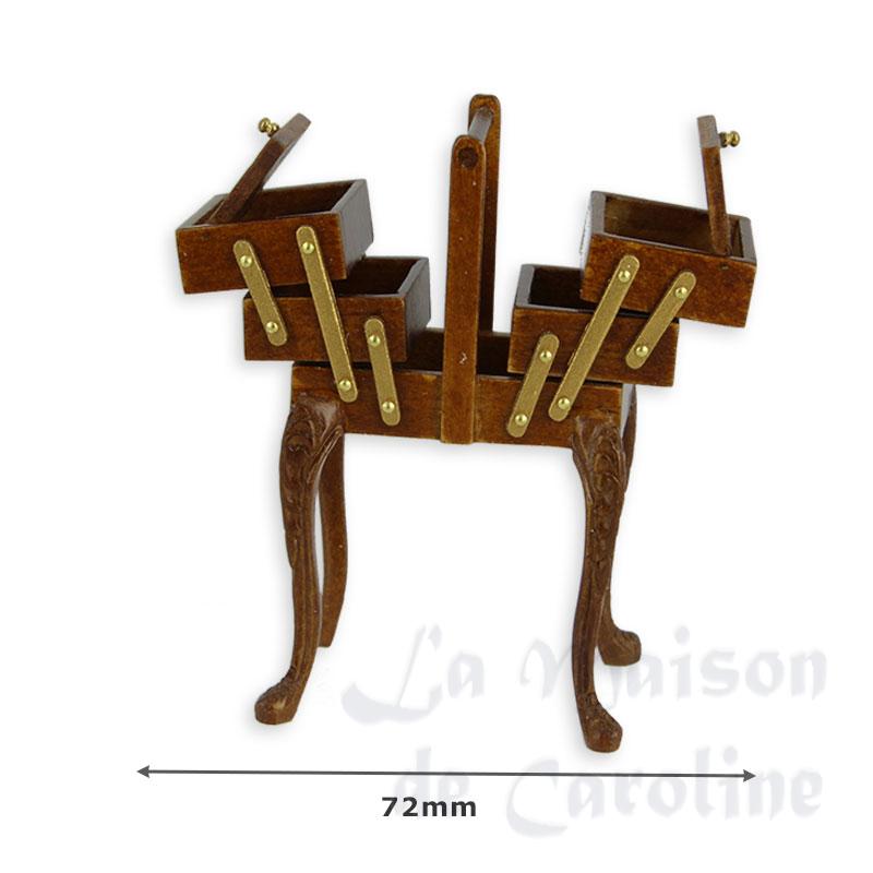 sewing table walnut miniature 1:12 Bilder 2
