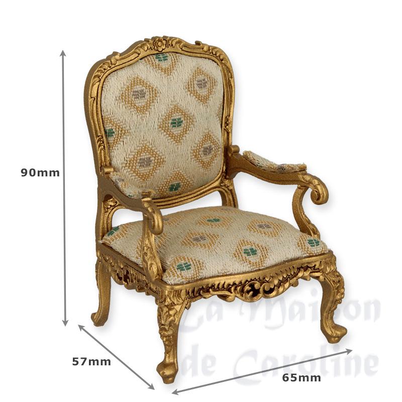 single seat sofa walnut gold miniature 1:12 Bilder 1