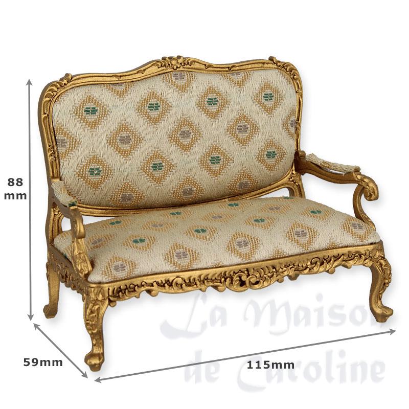 sofa walnut gold miniature 1:12 Bilder 1