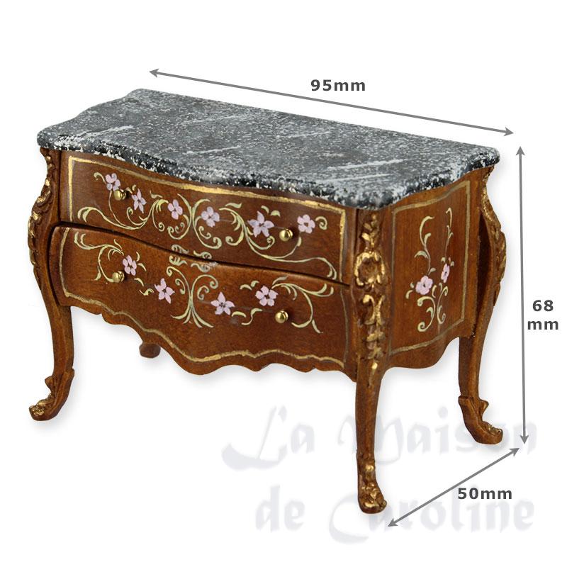 dressing table walnut w/flowers miniature 1:12 Bilder 1