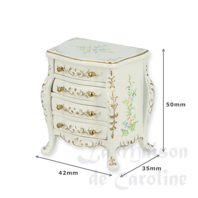 bedstand louis xvi ivory-flowers miniature 1:12 Bilder 1