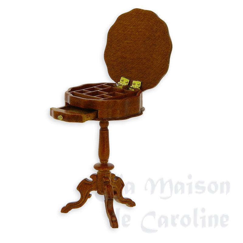 round sewing table walnut miniature 1:12 Bilder 2