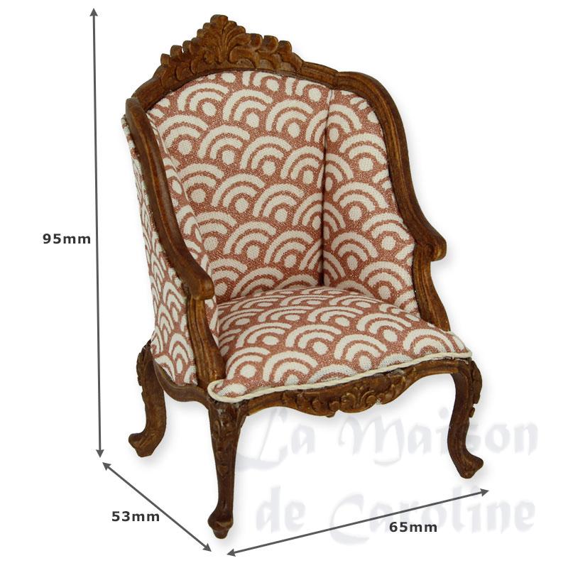single seat sofa walnut pink n white miniature 1:12 Bilder 1