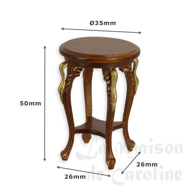 round coffee table walnut miniature 1:12 Bilder 1