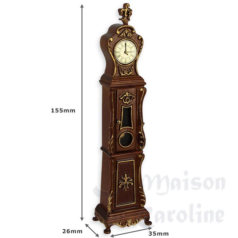 clock walnut gold miniature 1:12 Bilder 1