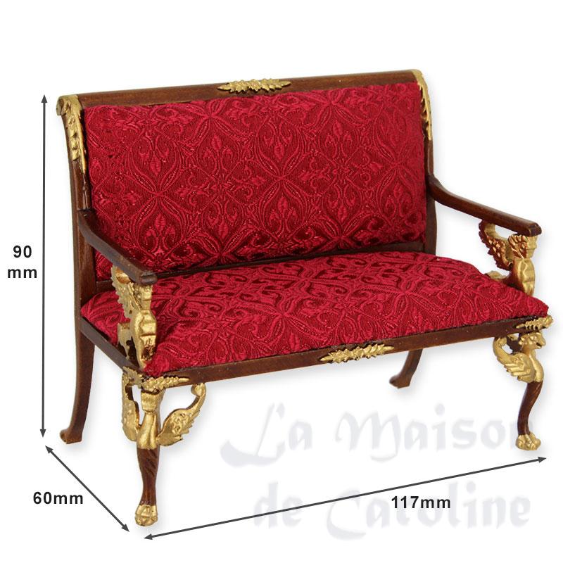 sofa fabric wanut and gold red fabric miniature 1:12 Bilder 1