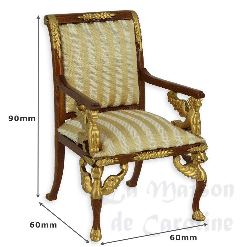 armchair walnut- gold and cream miniature 1:12 Bilder 1
