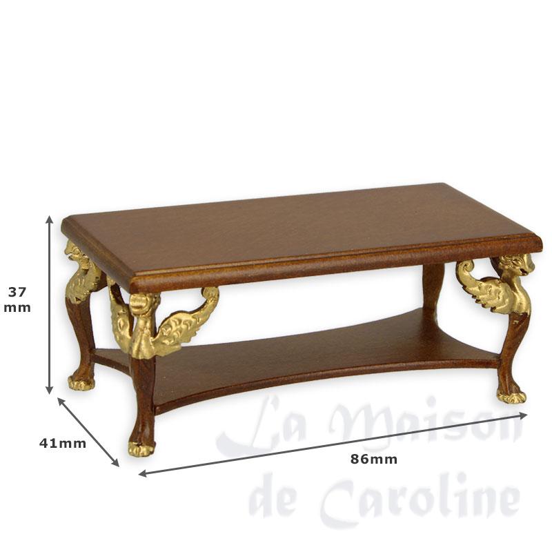 coffee table walnut-gold miniature 1:12 Bilder 1
