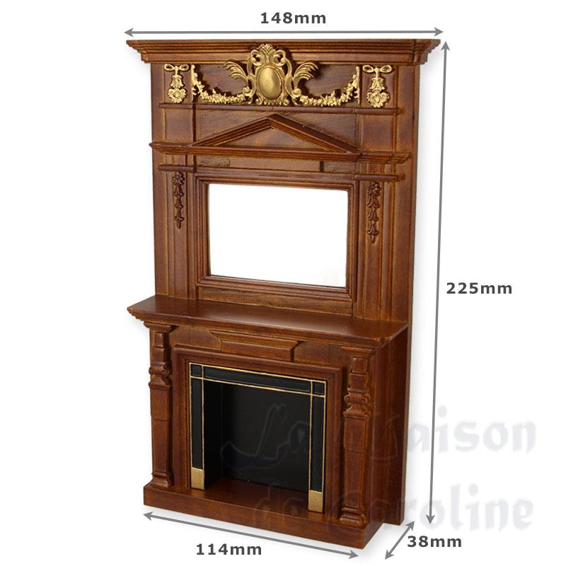 fireplace walnut-gold miniature 1:12 Bilder 1