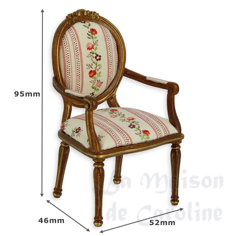 armchair l.xvi walnut pink flower miniature 1:12 Bilder 1