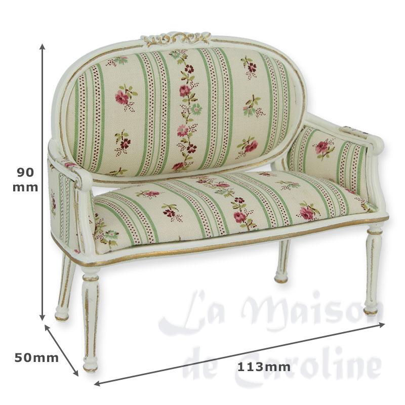 double seat sofa ivory-gold flowers miniature 1:12 Bilder 1