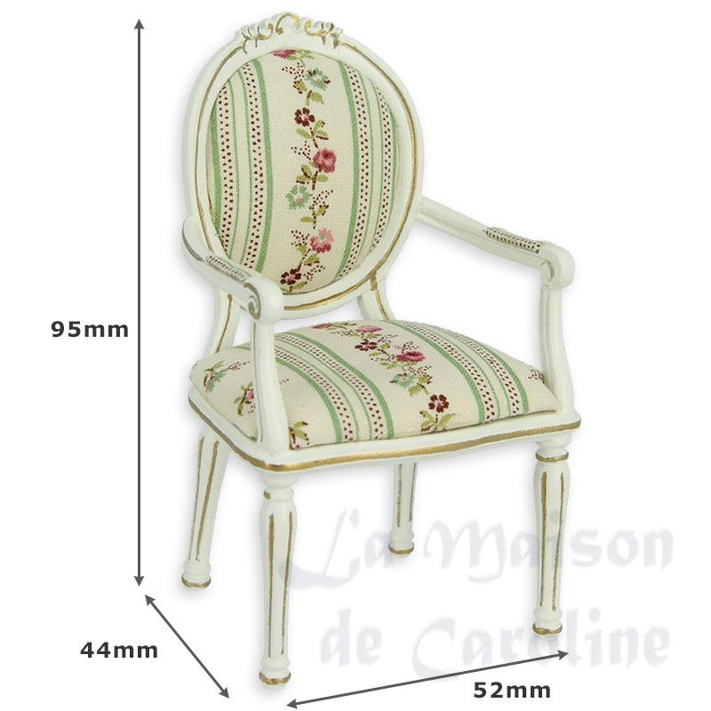 armchair ivory-gold, flowers miniature 1:12 Bilder 1