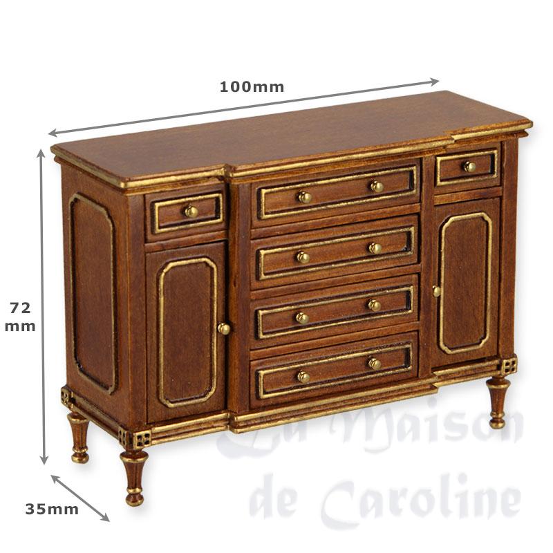 dresser walnut-gold miniature 1:12 Bilder 1