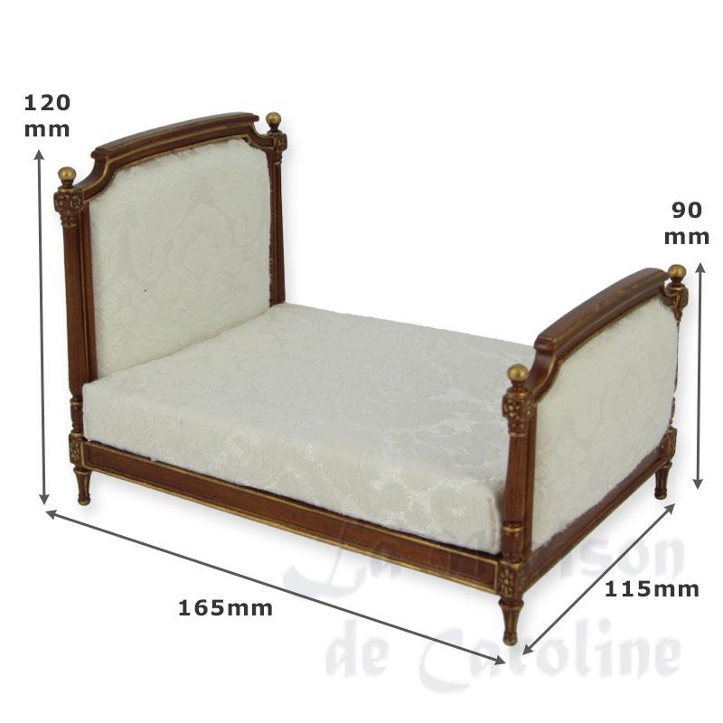 bed louis xvi walnut-gold cream miniature 1:12 Bilder 1