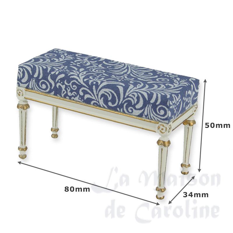 bed stool ivory-old blue miniature 1:12 Bilder 1