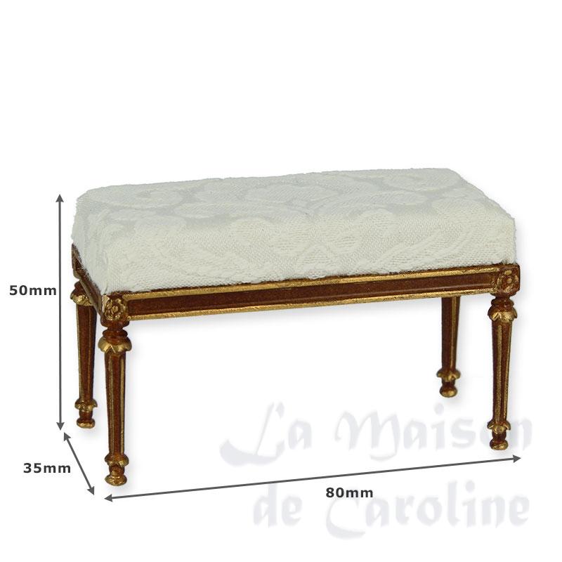 bed stool louis xvi walnut-gold cream miniature 1:12 Bilder 1