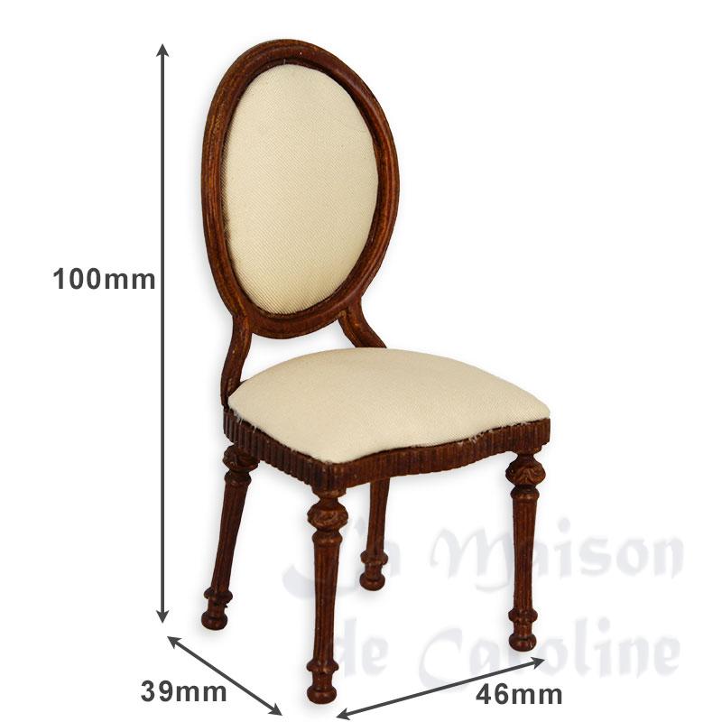 dine chair walnut-cream fabric miniature 1:12 Bilder 1