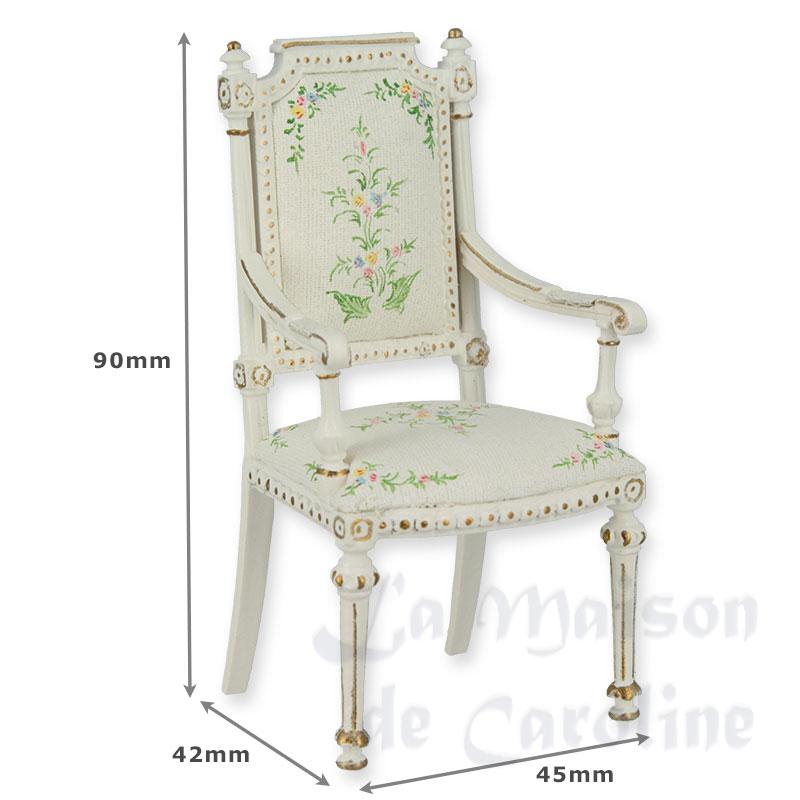 armchair louis xvi ivory flowers miniature 1:12 Bilder 1