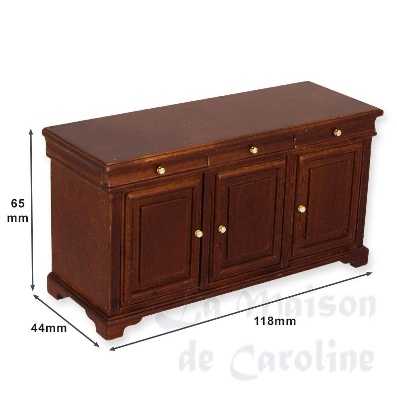 3 doors side table walnut miniature 1:12 Bilder 1