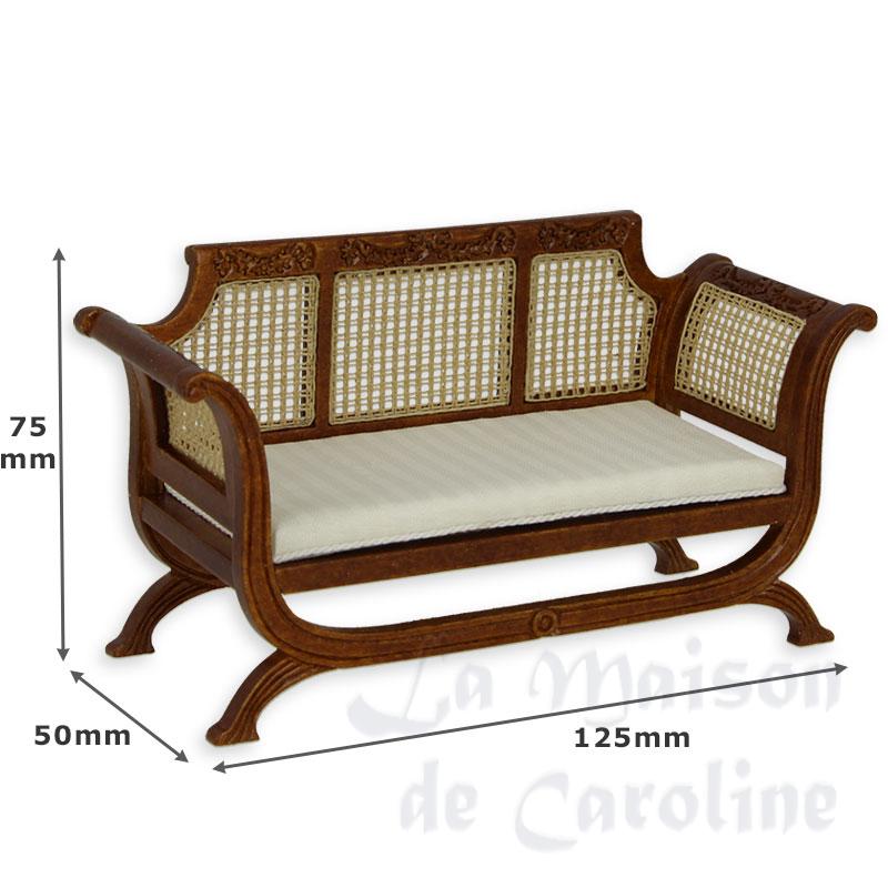 sofa cane-walnut miniature 1:12 Bilder 1