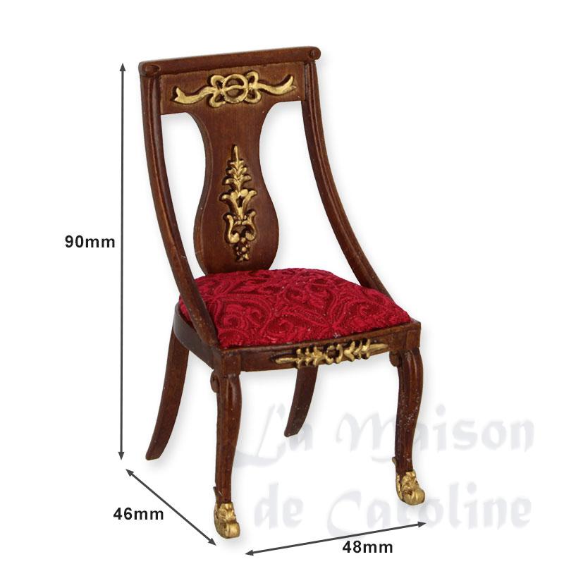 empire style chair walnut and gold red fabric miniature 1:12 Bilder 1