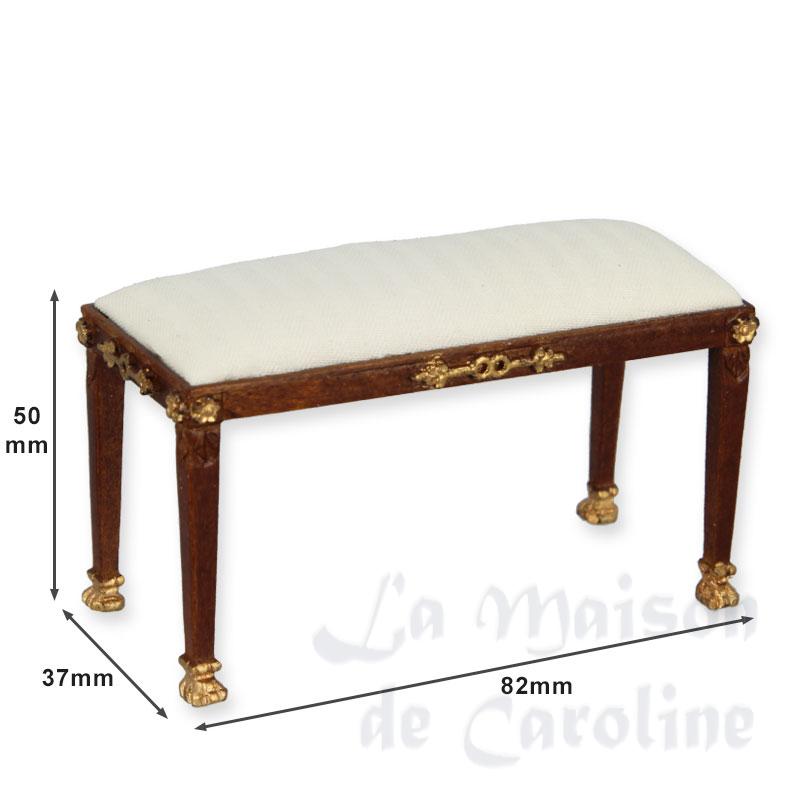 bench seat walnut-gold cream fabric miniature 1:12 Bilder 1