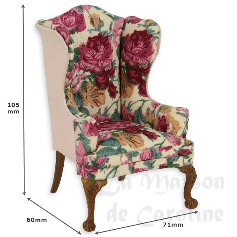 single seat sofa walnut/flower fabric  Trianon collectible furniture 1:12 photo 2