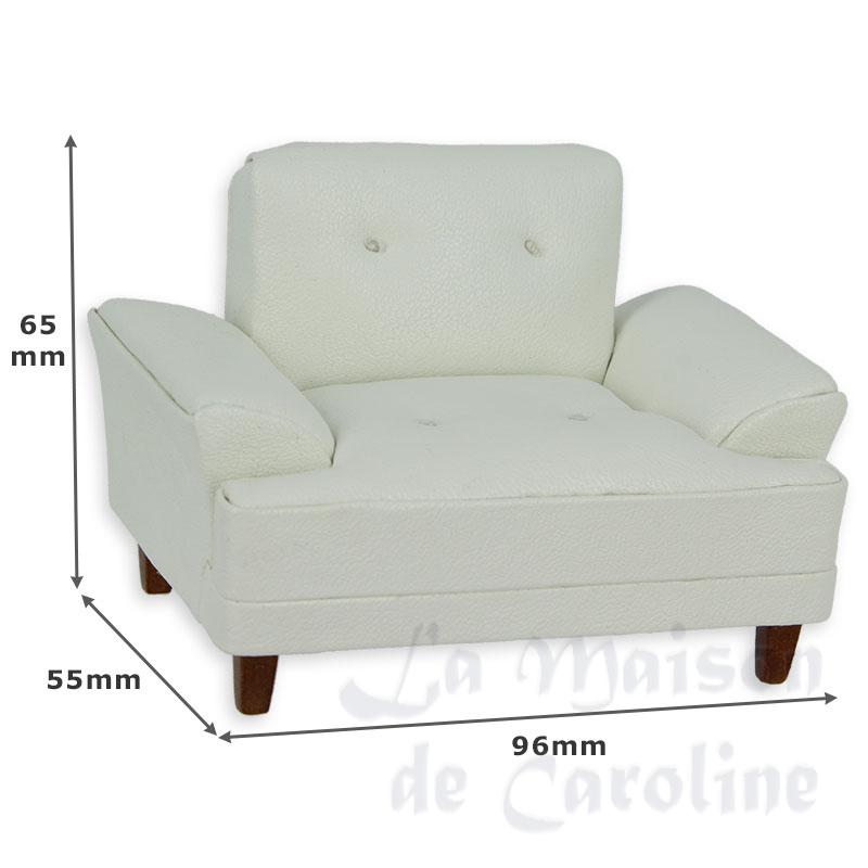 armchair fabrick white leather miniature 1:12 Bilder 1