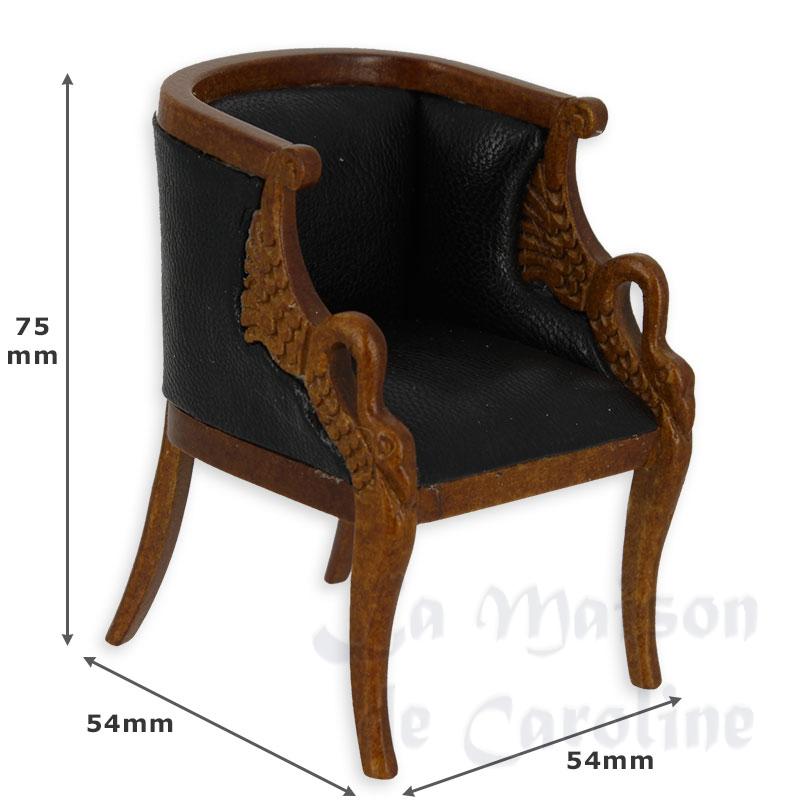 single seat sofa walnut/black leather miniature 1:12 Bilder 1