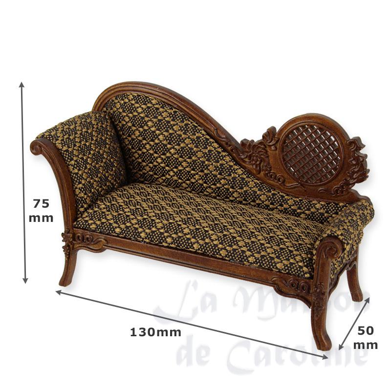 waiting sofa walnut miniature 1:12 Bilder 1