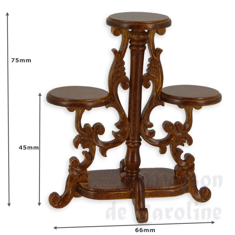flower stand 3x walnut miniature 1:12 Bilder 1