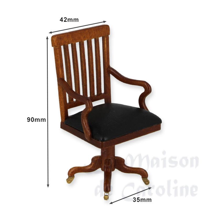 black leather fabric office chair with wheels miniature 1:12 Bilder 1