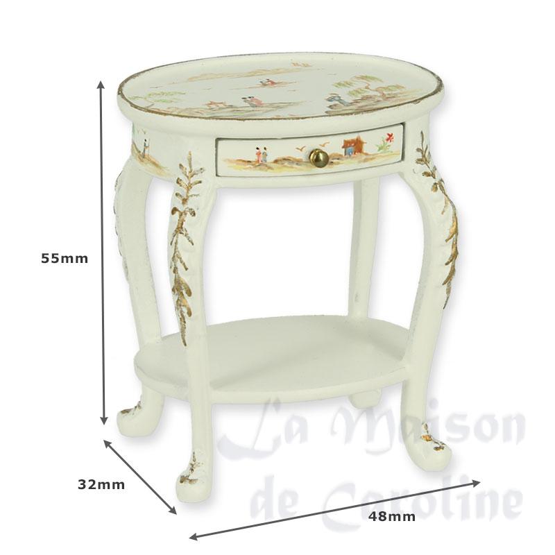 side table oval ivory/chinese paint miniature 1:12 Bilder 1