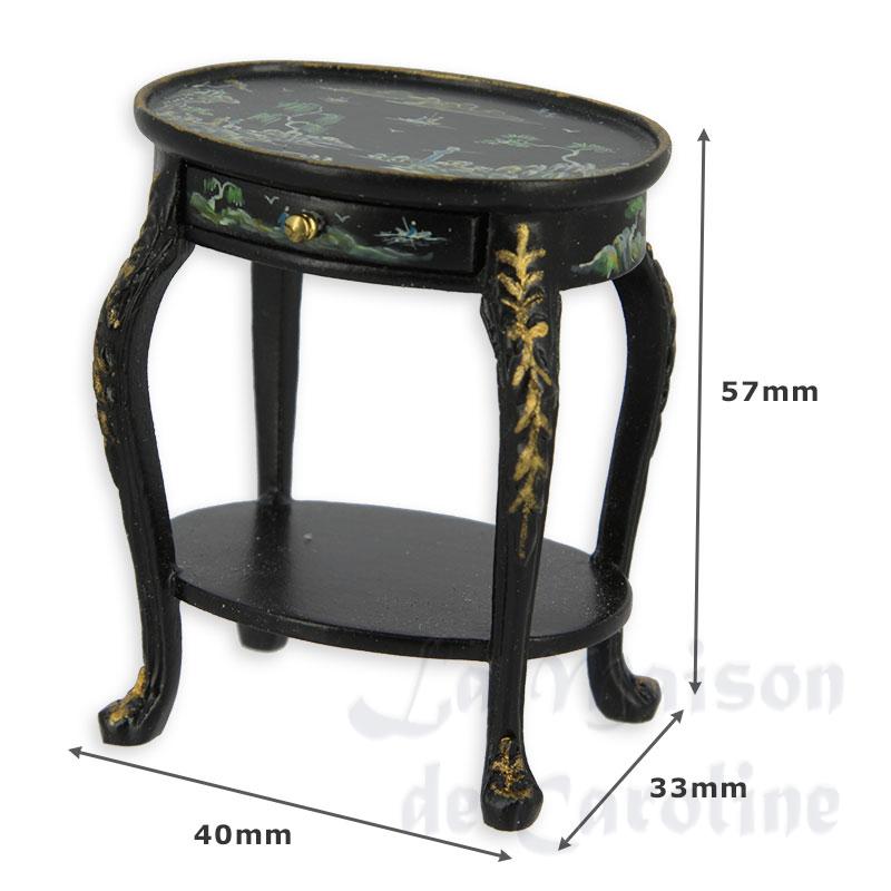 oval side table black chinese peint miniature 1:12 Bilder 1