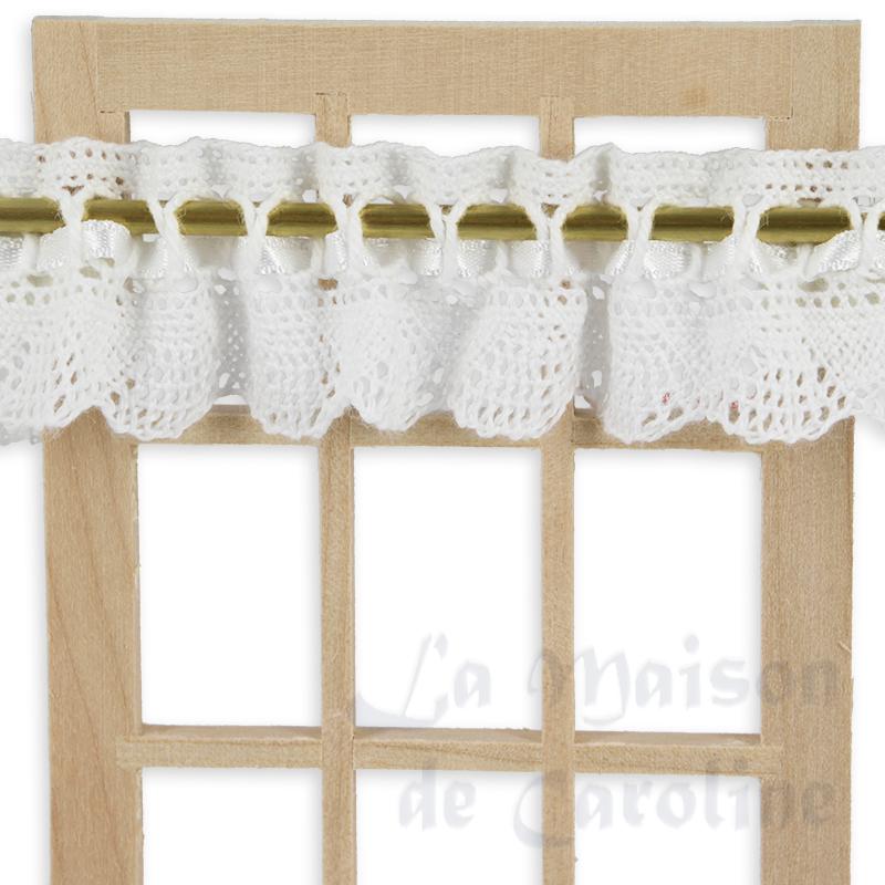 white lace curtain with satin ribbon for dollhouses 1:12 photo 3