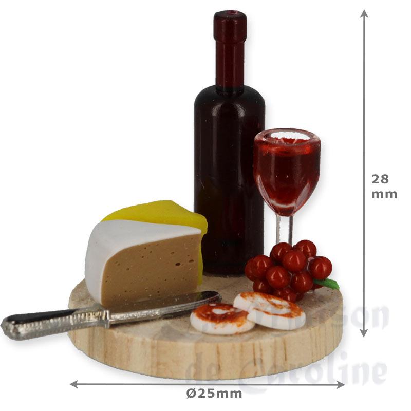 plate with cheese and wine miniature 1:12 Bilder 1