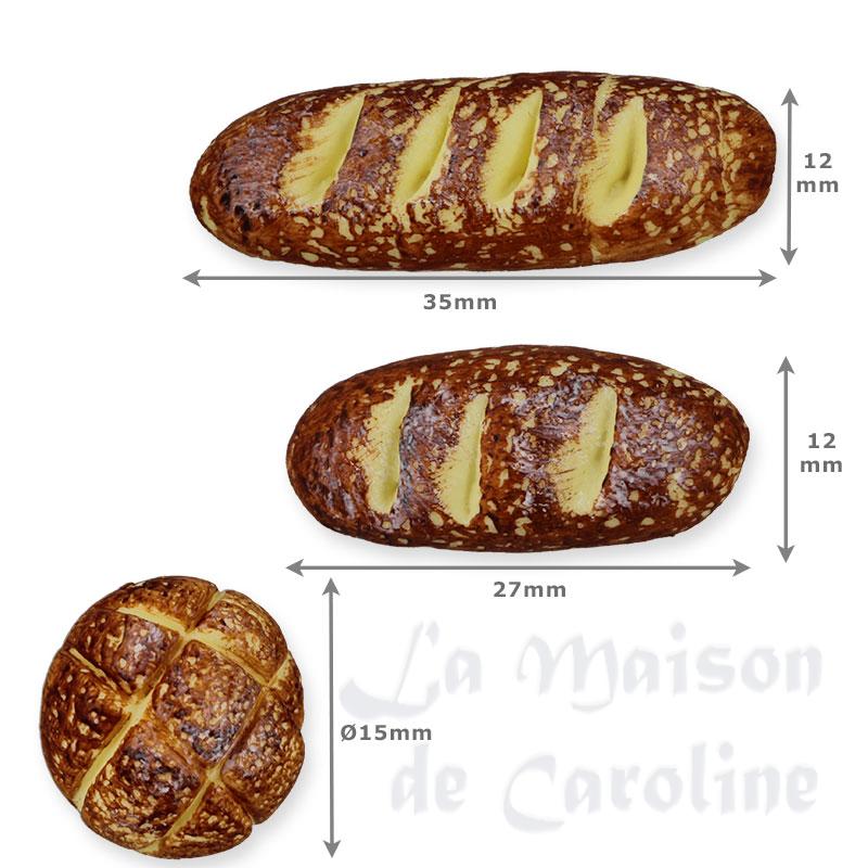 bread x4 mixed miniature 1:12 Bilder 1