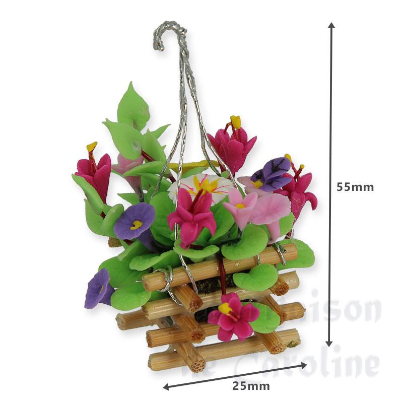 mixed flowers in hanging basket miniature 1:12 Bilder 1