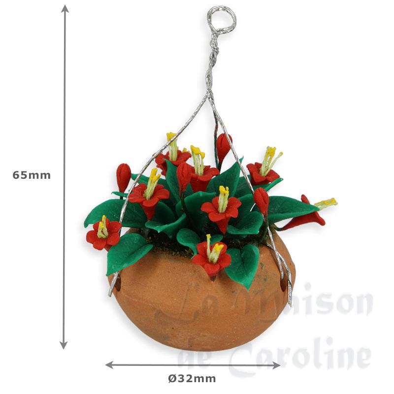 red flowers in hanging basket miniature 1:12 Bilder 1