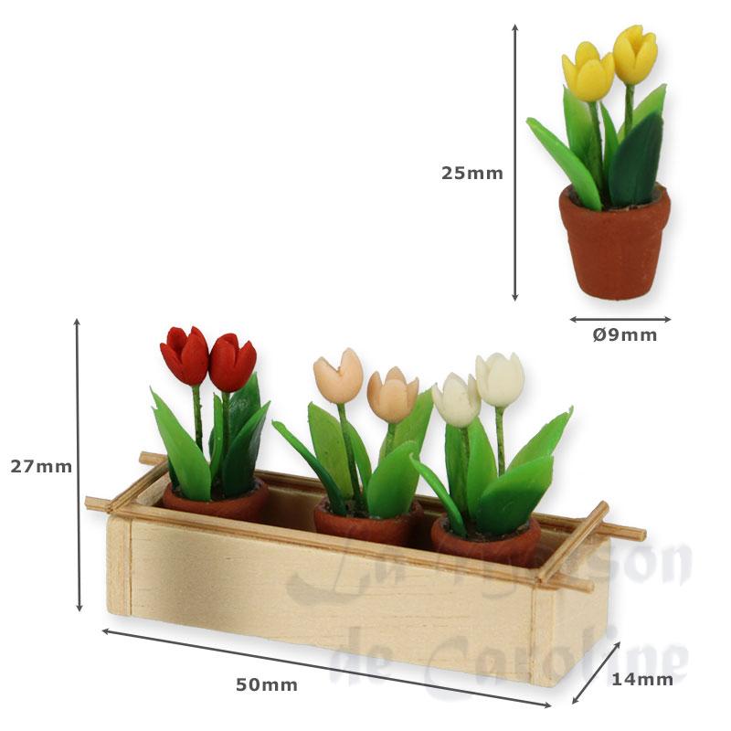 wooden rack w/4 tulip pots /6 miniature 1:12 Bilder 1