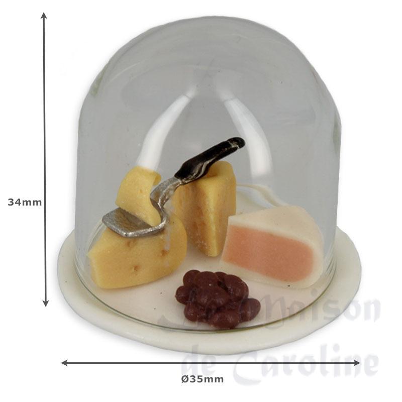 plate and glass dome with cheese /6 miniature 1:12 Bilder 1