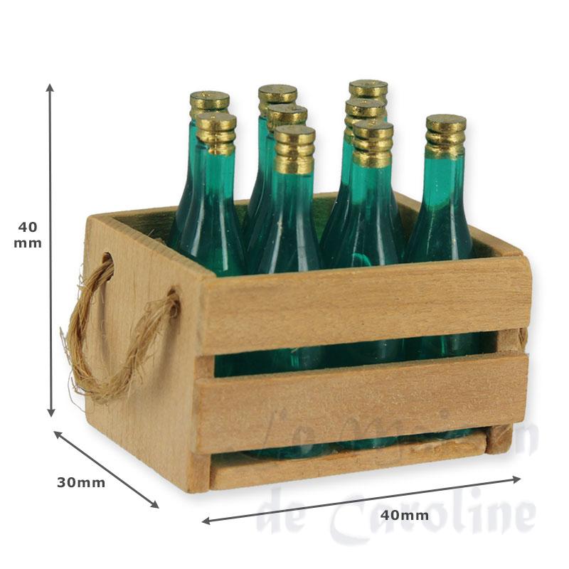 wooden box w/ 6 green bottles Miniature 1:12 photo 2 wooden box w/ 6 green bottles Miniature 1:12 photo 2